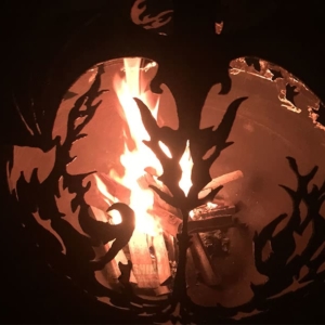 Dragon Fire Pit Sphere. fire pit ball with dragon fly scene
