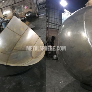 large stainless steel hollow ball cut to quarter