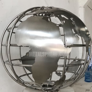 metal world globe sculpture with 1000mm diameter.covered brushed steel world map