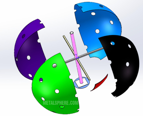 large stainless steel pickleball drawing exploded view