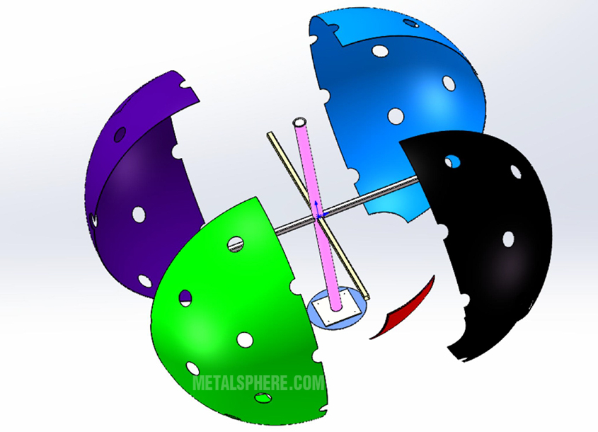 large stainless steel pickleball drawing exploded view
